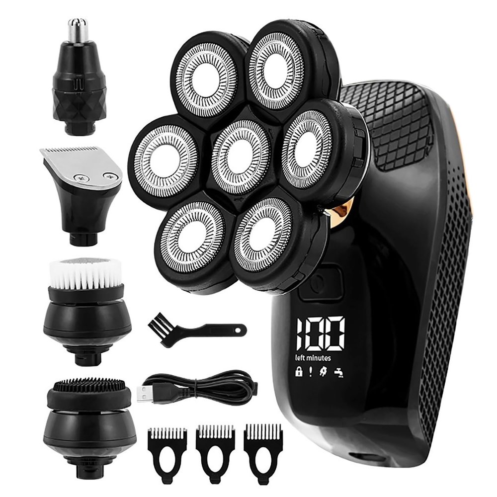 Head Shaver for Men, 5 in 1 Electric Shaver Razor for Men's Trimmer Wet and Bald Head Dry Razor 7D Head Waterproof LED Display Machine for Shaving