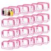 TISRATOK 24 PCS Clear Toiletry Bag for Women Men, Transparent Cosmetic Bag for Travel Makeup Organizer TSA Approved Pouch - Rose Red, Medium view 1