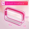 TISRATOK 24 PCS Clear Toiletry Bag for Women Men, Transparent Cosmetic Bag for Travel Makeup Organizer TSA Approved Pouch - Rose Red, Medium view 2