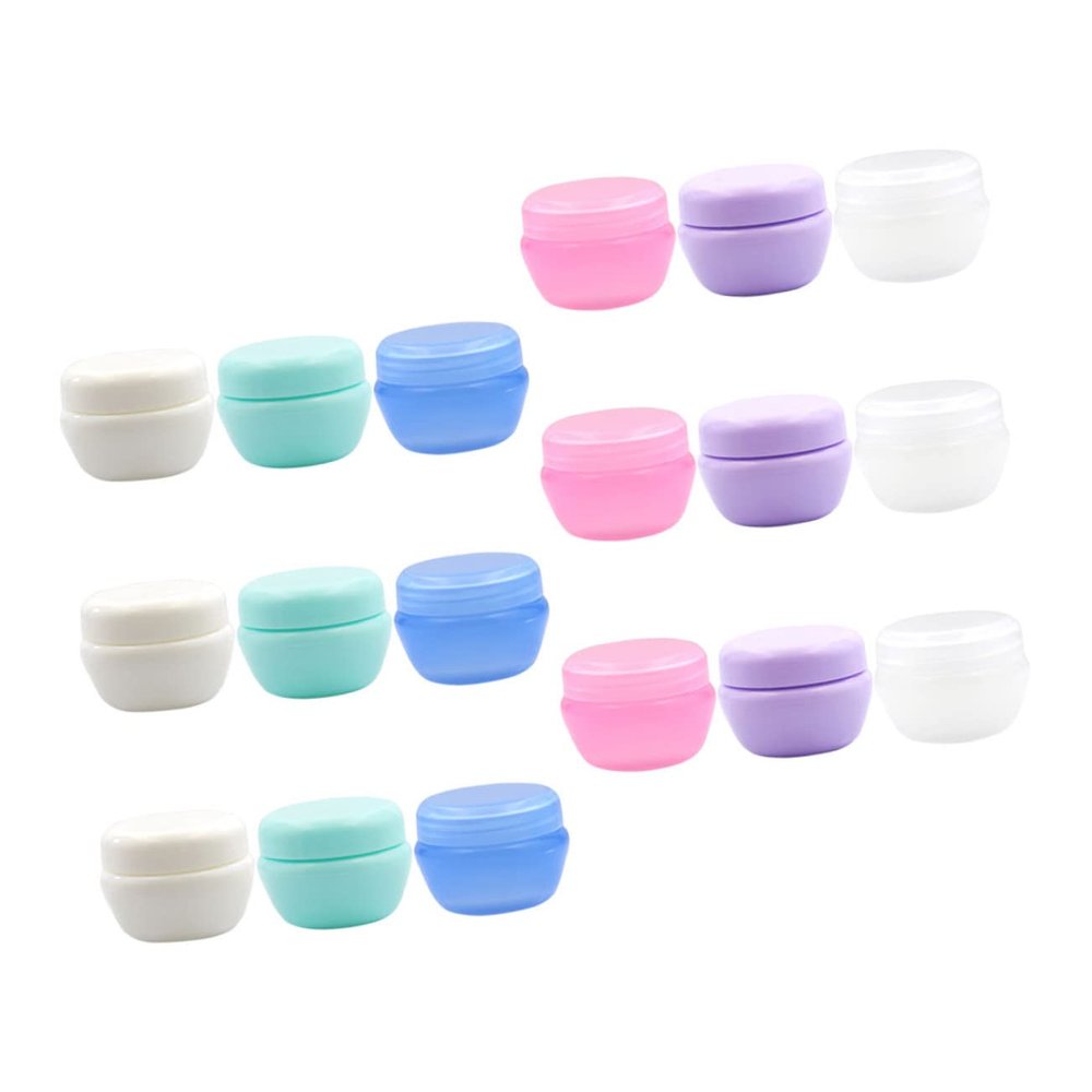 MAGICLULU 18pcs Multipurpose Cosmetics Storage Containers Cream Jars for Face Creams Ointments and Powders with Inner Liner Travel for Toiletries White Transparent Pink