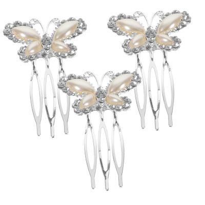 Beatifufu 3Pcs Rhinestone Bridal Hair Comb Elegant Wedding Hair Accessories for Women Sparkling Rhinestone and Pearl Design for Charming Hairstyles