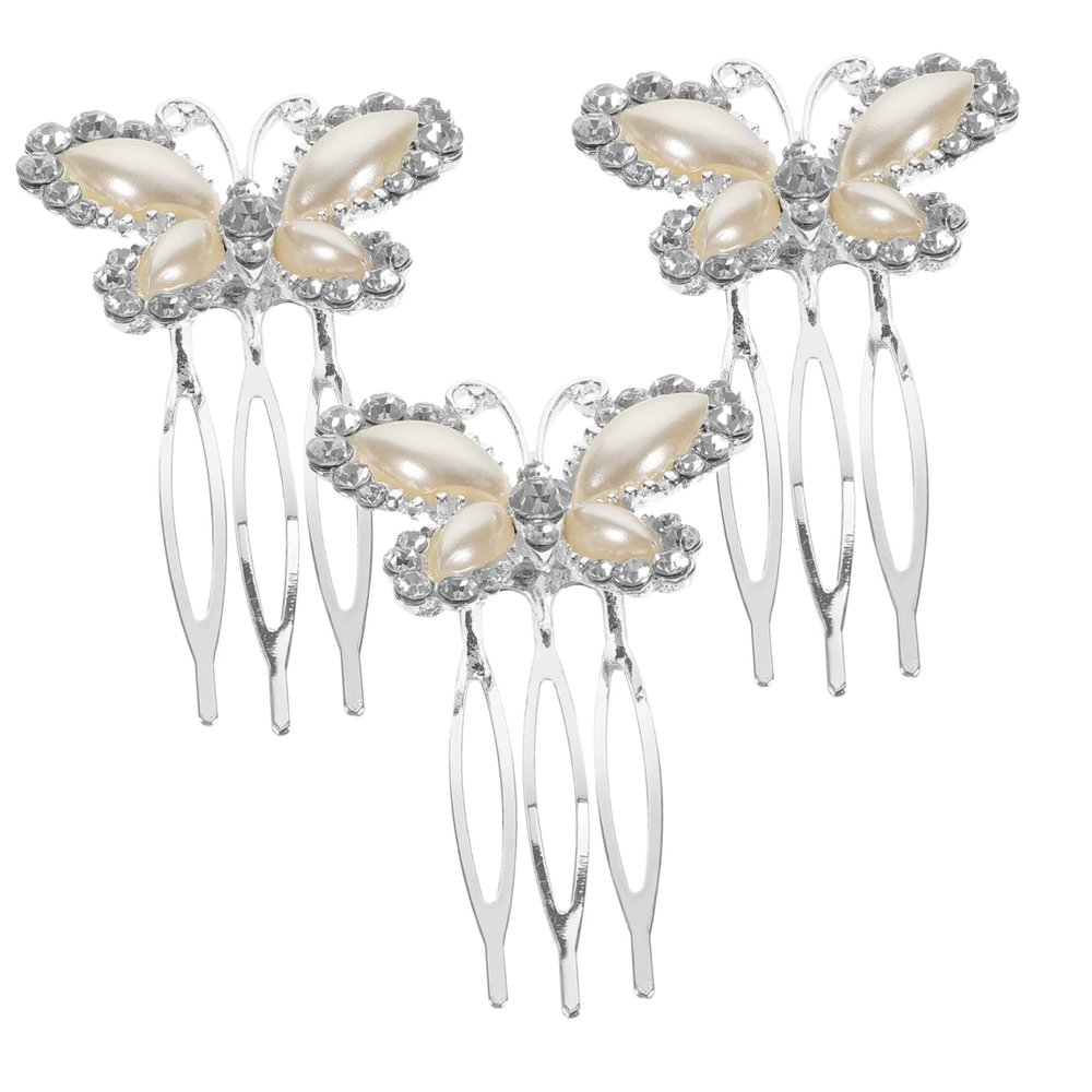 Beatifufu 3Pcs Rhinestone Bridal Hair Comb Elegant Wedding Hair Accessories for Women Sparkling Rhinestone and Pearl Design for Charming Hairstyles