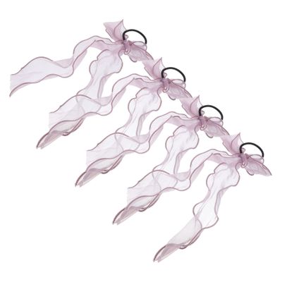 Beatifufu Organza Headband Girl Bow Hair Ties Elastic Ponytail Holders for Women Elastic Hair Rope Blue Bows for Girls