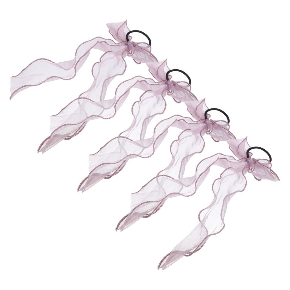 Beatifufu Organza Headband Girl Bow Hair Ties Elastic Ponytail Holders for Women Elastic Hair Rope Blue Bows for Girls