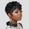 100% Human Hair Short Wigs for Black Women Short Curly Pixie Cut Wig Human Hair Black Wigs with Bangs Bob Brazilian Remy Human Hair wigs None Lace Front Wig (black) view 1