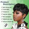 100% Human Hair Short Wigs for Black Women Short Curly Pixie Cut Wig Human Hair Black Wigs with Bangs Bob Brazilian Remy Human Hair wigs None Lace Front Wig (black) view 2