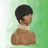 100% Human Hair Short Wigs for Black Women Short Curly Pixie Cut Wig Human Hair Black Wigs with Bangs Bob Brazilian Remy Human Hair wigs None Lace Front Wig (black) view 3
