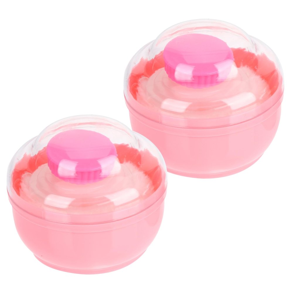 Beatifufu Child- Powder Puff Box 2pcs Makeup Powder Containers for Boys and Girls Adults Talcum Applicators