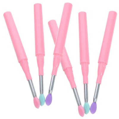FRCOLOR 6pcs Portable Lip and Eye Makeup Brushes Covers Lip Applicators and Eyeshadow Brushes for Precise Application and Travel Use Fashionable Beauty Tools