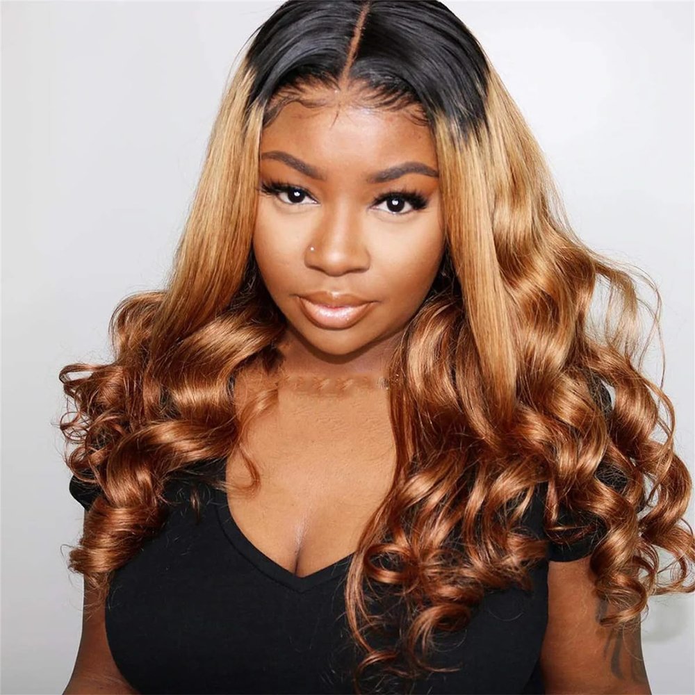 UIOKLMJH Ombre Lace Front Wig Human Hair Wigs For Women Body Wave Lace Front Wig Lace Frontal Wig T1B 4 30 20inches#180 Density 4X4 Wig