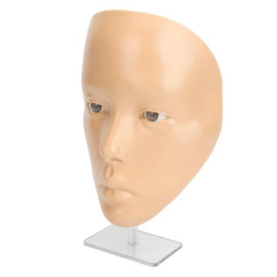 JTLB Makeup Practice Face with Plastic Stand 5D Silicone Full Face Makeup Practice BoardReusable Mannequin Tool for Beginner (White Skin)