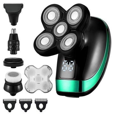 Head Shaver for Men, 5D 5-in-1 Shaver Electric Rechargeable Head Shaver Waterproof Rotary Razor Beard Nose Hair Trimmer Electric Shaver for Men
