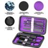Glamne Manicure Set Nail Clippers Kit Professional Stainless Steel Nail Care Tools with Leather Travel Case 10 in 1 Purple view 3