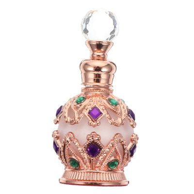 Vintage Empty Perfume Bottle 15ml Golden Alloy Glass Decorative Accent