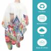 4th Of July Barber Cape,Salon Hair Cutting Cape for Women,Men,Kids,Adults,Haircut Cape with Adjustable Elastic Neckline Hairdressing Stylist Cape Accessories Farmhouse Garden Floal Bird Red Blue White view 2