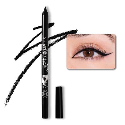 Kaely Black Waterline Pencil Eyeliner, Sharpenable Multi-Use Gel Eyeliner Pencil, Eye Liner Waterproof Smudge proof, Smooth Eye Makeup Liners, delineador de ojos contra el agua, 01