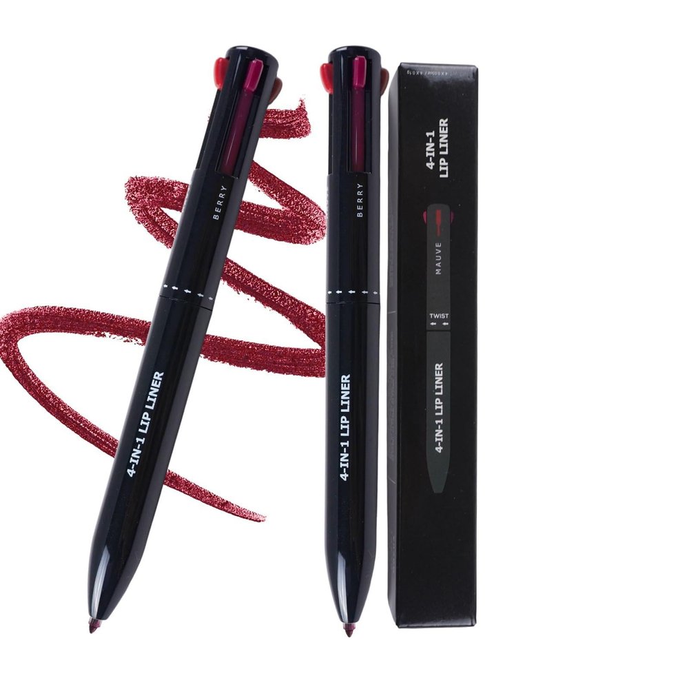 FantasyDay Magic 4 in 1 Makeup Pen - Pop Up 4 Colors Berry/Mocha/Nude Pink/Mauve Lip Liner, Spot Pen - Travel Makeup Design - Versatile Shades