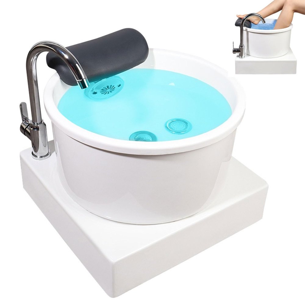 26L Spa Foot Massage Tub, Bubble Surf Foot Wash Bucket, Double Colorful Lights Footbath, All-in-one 360 Rotary Salon Equipment, Adjustable Temperature Portable Foot Massage Tub