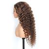 10inch Human Hair Middle Frenge Light Hand Tied for Woman Straight for Hair Loss Curly 5x5 Brown (Brown,20Inch) view 2