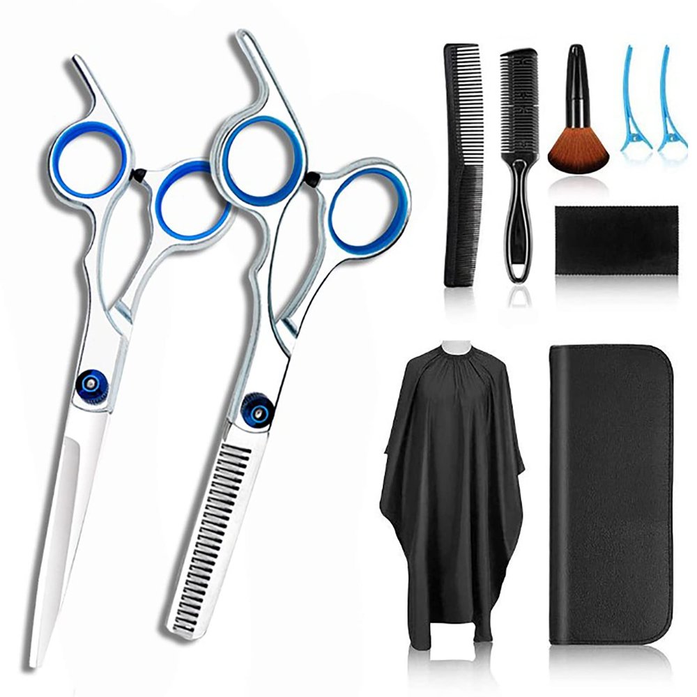 10pcs Hair Cutting Scissors Kit,Professional Hair Scissors Set,Hairdressing Shears Set Stainless Steel Professional Thinning Scissors Set