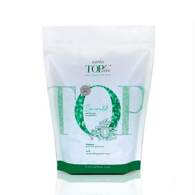 Italwax Top Line Emerald Jelly Wax 1.65lb (750g)  Ultra-Flexible Bright Green Glitter Gel for Large Areas, Applies in Super Thin Layers, Fast-Setting for Efficient Services  Made in Italy