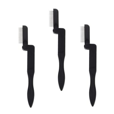 FRCOLOR 3pcs Mini Eyebrow Comb and Eyelash Brush Foldable Steel Lashes Separator for Women Beauty Tool for Precise Mascara Application and Eyebrow Grooming