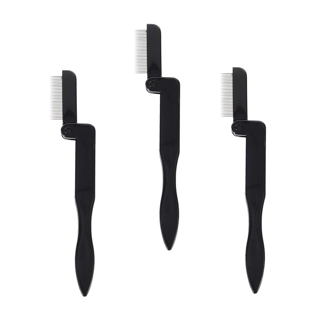 FRCOLOR 3pcs Mini Eyebrow Comb and Eyelash Brush Foldable Steel Lashes Separator for Women Beauty Tool for Precise Mascara Application and Eyebrow Grooming