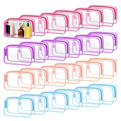 24 PCS Clear Toiletry Bag, Cosmetic Bag for Travel Makeup Organizer TSA Approved Pouch - Multicolor, Medium