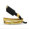 Everyday Use Shaving Grooming Straight Edge Mustache Shaving Razor with Free Blade Cut-Throat Shaving Knife Gold and Black view 2