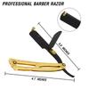 Everyday Use Shaving Grooming Straight Edge Mustache Shaving Razor with Free Blade Cut-Throat Shaving Knife Gold and Black view 3