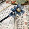 1 pcs Rabithenn Blue Lotus Flower Hairpin Chinese Hanfu Style Hair Fork Retro Flower with Resin Handmade Hair Clip Hair Accessories for Women Girls Long Hair (Blue Lotus) view 2