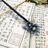 1 pcs Rabithenn Blue Lotus Flower Hairpin Chinese Hanfu Style Hair Fork Retro Flower with Resin Handmade Hair Clip Hair Accessories for Women Girls Long Hair (Blue Lotus) view 4