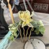1 pcs Rabithenn Narcissus with leaves Hairpin Chinese Hanfu Style Hair Fork Retro Flower with Resin Handmade Hair Clip Hair Accessories for Women Girls Long Hair (Narcissus) view 1