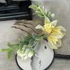 1 pcs Rabithenn Narcissus with leaves Hairpin Chinese Hanfu Style Hair Fork Retro Flower with Resin Handmade Hair Clip Hair Accessories for Women Girls Long Hair (Narcissus) view 3