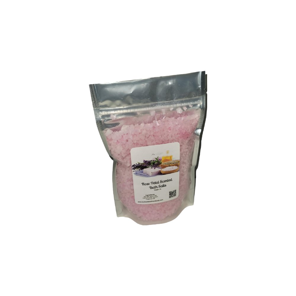 Bath Salts | 1lb Bag | Rose Petal Scent | Bathing | Body Care | Beauty | Relaxation | Spa ((1) 1lb Bag)