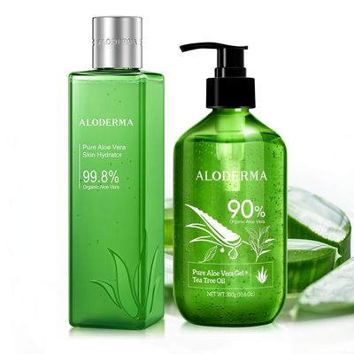 All Purpose Aloe Vera Gel Set - 2 Pieces - Skin Hydrator, 300g Aloe Vera Gel + Tea Tree Oil