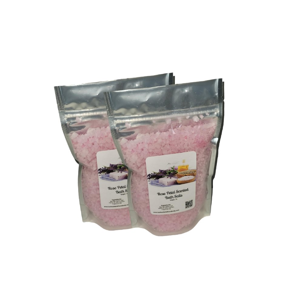 Bath Salts | 1lb Bag | Rose Petal Scent | Bathing | Body Care | Beauty | Relaxation | Spa ((2) 1lb Bags)