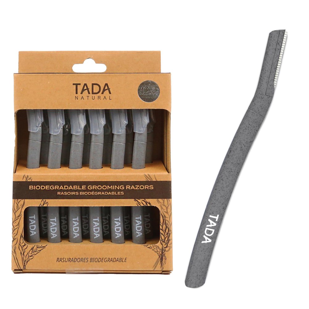 TADA Natural - 12PCS Straight Razors for Men and Women for Eyebrow Straight Edge, Beard, Disposable Razors (Gray)
