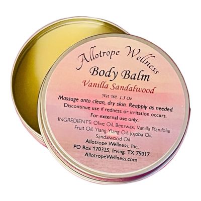 Allotrope Wellness Moisturizing Body Balm Essential Oil Salve, Vanilla Sandalwood