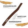 TADA Natural - 12PCS Straight Razors for Men and Women for Eyebrow Straight Edge, Beard, Disposable Razors (Brown) view 2