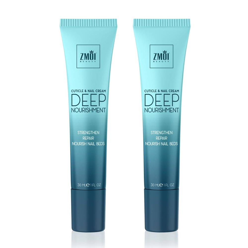 ZMOI Cuticle & Nail Cream Treament, Deep Nourishing - USA Made - Daily Repair Nail Care w/Organic Shea Butter, Jojoba Oil - Soften Cuticles, Strengthen Nails, Hydrating (Pack of 2)