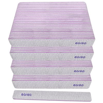 80/80 Grit Nail Files (100 Pack), Heavy Coarse Emery Boards for Acrylic Nails and Gel Nails, 80 Grits Double Sided Nail File Emory Professional Nail Filer Reusable Washable Manicure Square Gray