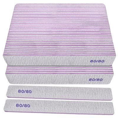 80/80 Grit Nail Files (50 Pack), Heavy Coarse Emery Boards for Acrylic Nails and Gel Nails, 80 Grits Double Sided Nail File Emory Professional Nail Filer Reusable Washable Manicure Square Gray