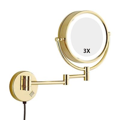 HSZQPBFR Vanity Mirror,Makeup Mirror Vanity Mirror Led Illuminated Bathroom Wall Mounted Double-Sided Magnification 360 Rotating Extendable Cosmetic Mirror/B/3X