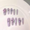 IJRMTVWO Handmade Wearing Nail Purple Butterfly Nail Patch Wearable Nail Removable reusable Heavy Industry Explosion Flash view 1