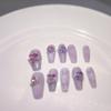 IJRMTVWO Handmade Wearing Nail Purple Butterfly Nail Patch Wearable Nail Removable reusable Heavy Industry Explosion Flash view 2