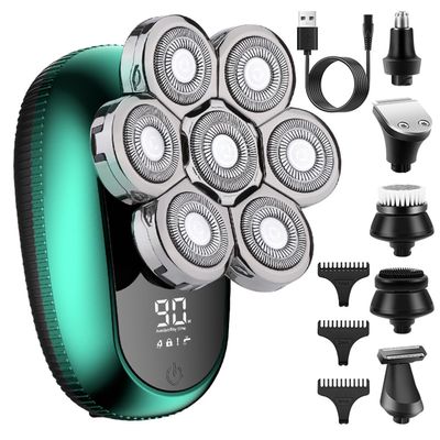 LK-7520 USB Wireless Charging 6 in 1 Electric Head Shaver for Bald Men 7D Floating Cutter Beard Trimmer Shaving