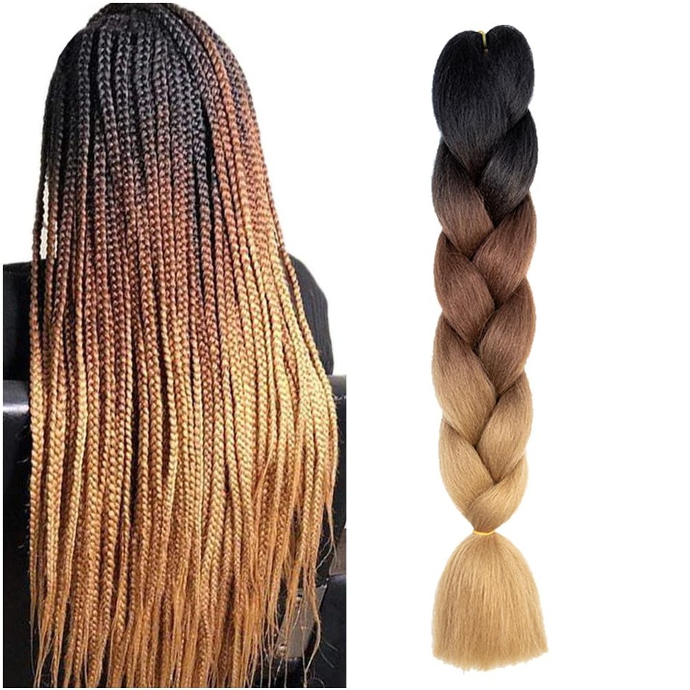 Braiding Hair Brown Ombre 24 Inch Braid Hair Extensions Hot Water Setting (C14-1Pack)