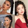 2Pcs Braided Ponytail Extensions with Hair Ties Soft Synthetic Hair Pieces for Women Girls Daily Wear 16 Inch  Natural black view 2