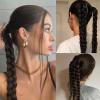 2Pcs Braided Ponytail Extensions with Hair Ties Soft Synthetic Hair Pieces for Women Girls Daily Wear 16 Inch  Natural black view 3